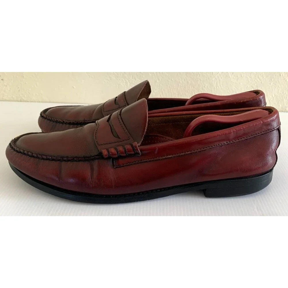 G.H . Bass & Co. Logan Burgundy Oxblood Leather Penny Loafers Mens 13 D